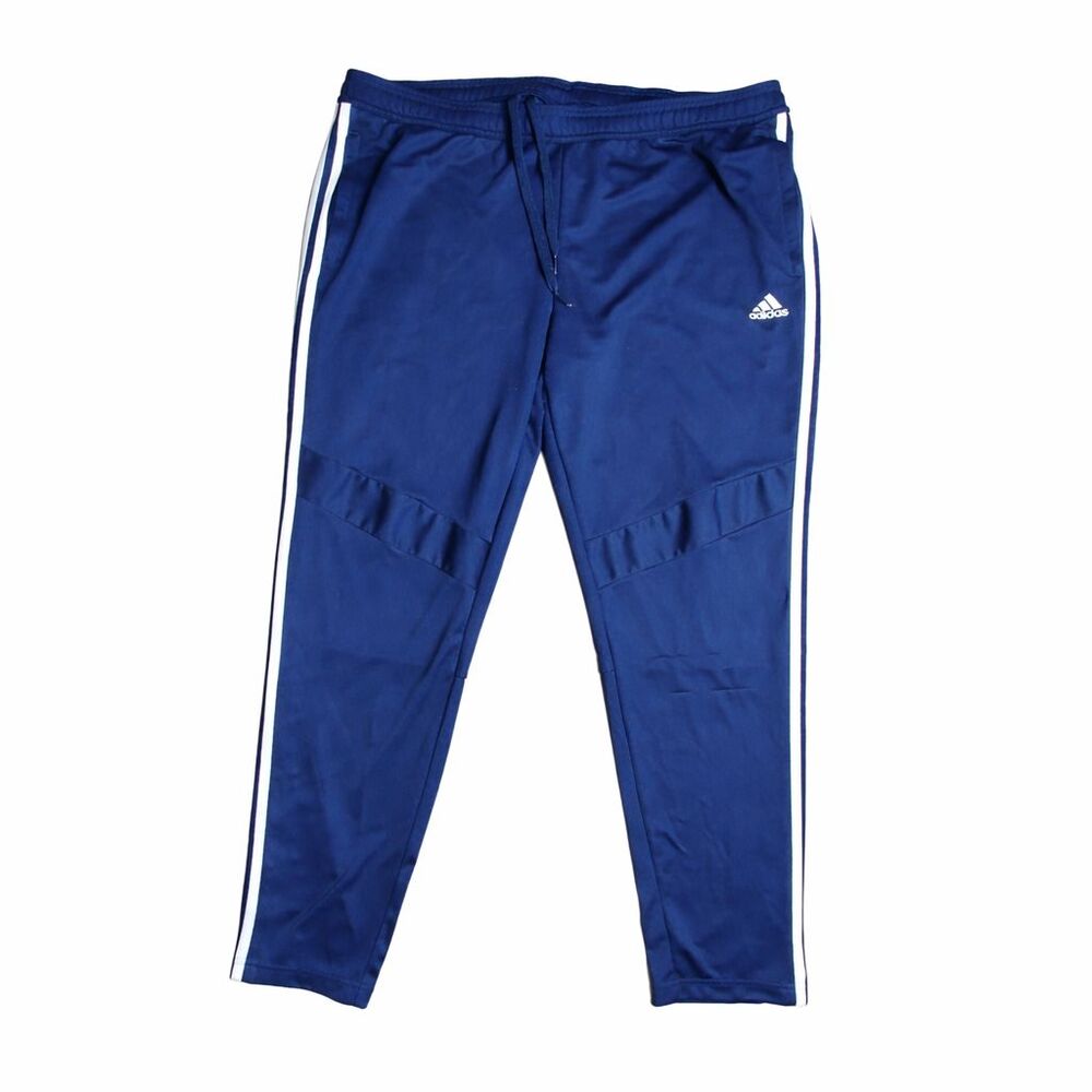 Adidas Aeroready Track Pants 2XL Blue 3 Stripe Joggers Athletic Zip Hem